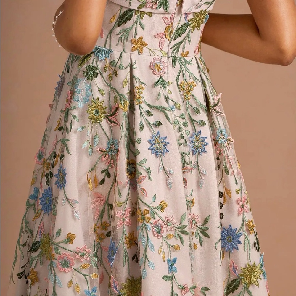 Azazie Evangeline Blush Pink Floral Embroidered Dress, style: 1070755 - Picture 2 of 14